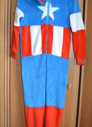 Теплая пижама капитан америка, супергерой на мальчика 8-9 лет3 фото