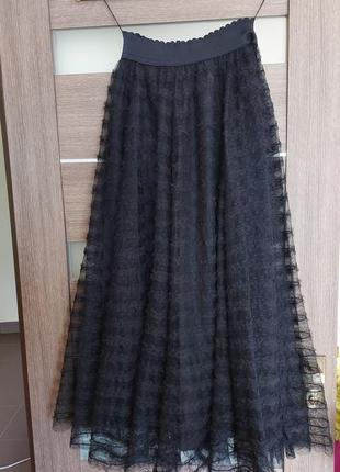 Дизайнерская юбка   миди   из  элитного кружева xs-s