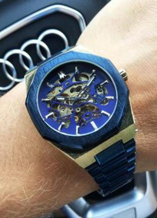 Наручные часы gusto skeleton blue-gold3 фото