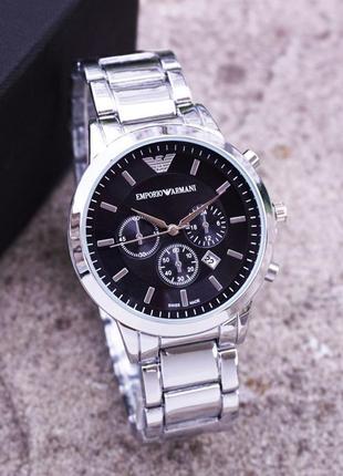 Наручний годинник emporio armani qq silver-black