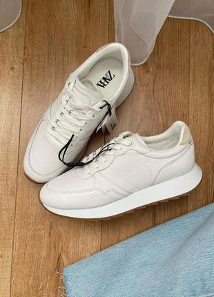 Zara білі кросівки натуральна шкіра6 фото