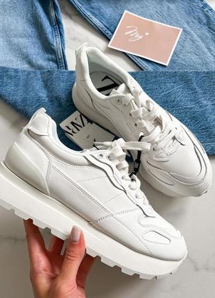 Zara білі кросівки натуральна шкіра 38 р1 фото