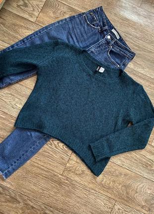 Кроп светр divided, укороченый светр смарагдового кольору, кофта