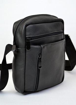 Елегантна чоловіча шкіряна сумка-месенджер із натуральної шкіри на 5 відділень, чоловіча сумка через спину
