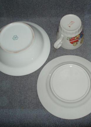 Фарфор тріо дитячого посуду казка ріпка чашка тарілка кузнєцов12 фото