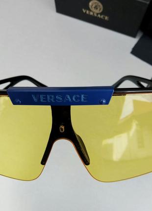 Versace очки маска женские солнцезащитные черные линзы желтый8 фото