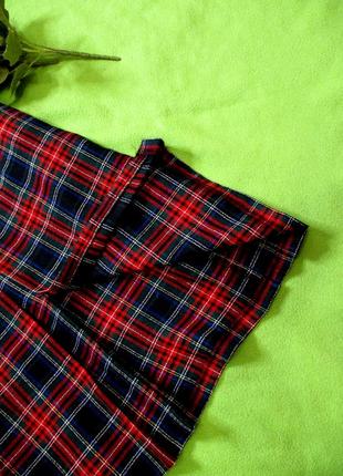 Невероятная длинная  клетчатая юбка в складку с разрезами.шотландский винтаж.7 фото