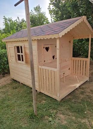 Дитячий дерев'яний ігровий будиночок 1.6х2.3м (1,8х2,5м)1 фото