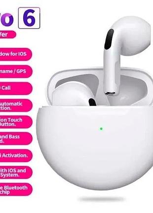 Бездротові навушники pro 6 блютус з мікрофоном в кейсі tws air pr