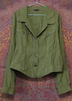 Лляна куртка піджак хакі didi