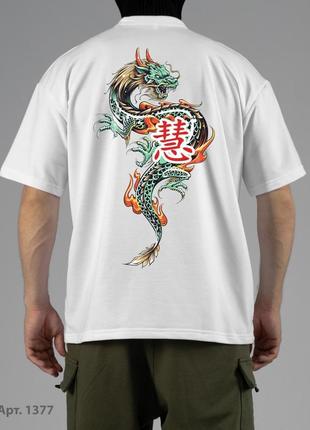 Футболка punch21 - "oversize new", white принт dragon (1)