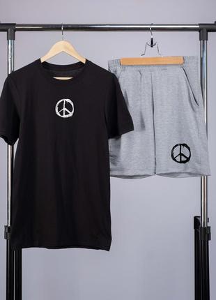 Комплект літній чоловічий peace футболка і шорти ч\с