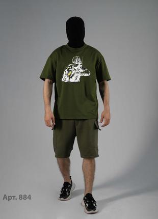 Футболка punch21 - "oversize new" khaki принт soldier (white)