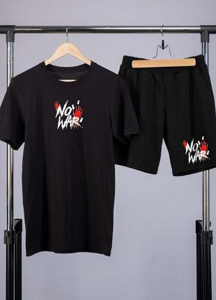 Комплект літній чоловічий no war  футболка хакі і шорти хакі4 фото