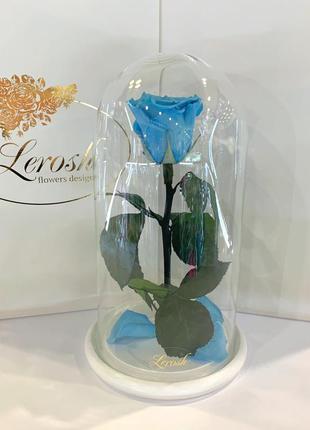 Блакитна троянда в колбі lerosh-classic 27см