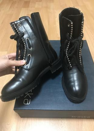 Ботинки кожаные осенние чёрные полусапожки сапоги zara1 фото