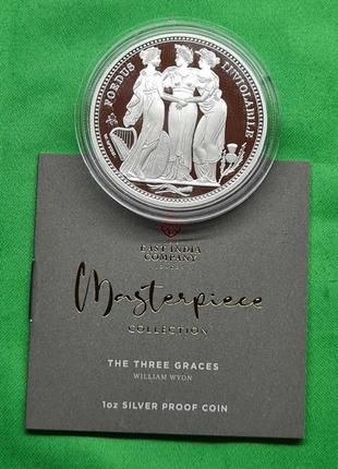 О.св. єлени 1 фунт три грації three graces 2021 срібло 1 oz proof3 фото