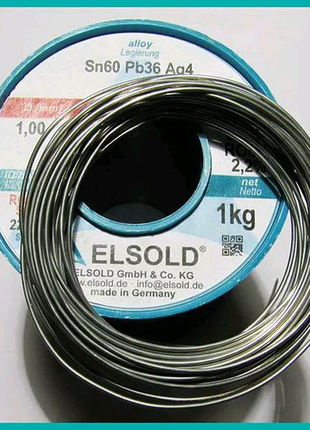 Припой оловянно-серебрянный elsold sn60pb36ag4, 10 м(~58гр)