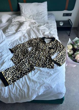 Одяг для дому піжама в леопардовий принт 😻 сорочка і штани домашний костюм пижама рубашка штанишки лео8 фото