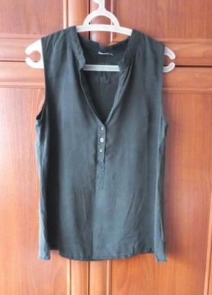 Легкая шелковая блуза без рукавов/ летний топ nile