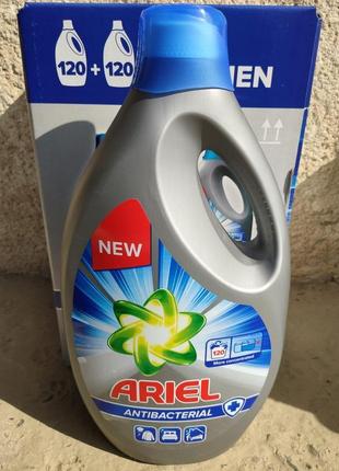 Гель для прання ariel antibacterial 6 000мл, 120 праннів.