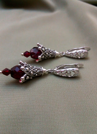 Дизайнерський чокер кольє намисто намисто дизайнерські сережки гранат подарунок набір літо зима2 фото