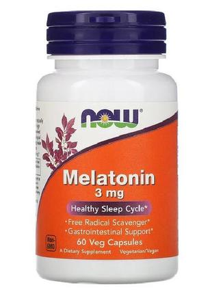 Мелатонін 3 мг melatonin для поліпшення сну now foods 60 капсул