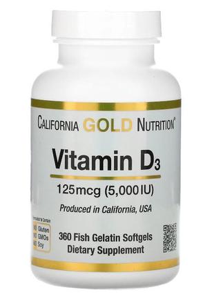 Вітамін д3 125 мкг (5000 мо) california gold nutrition 360 капсул