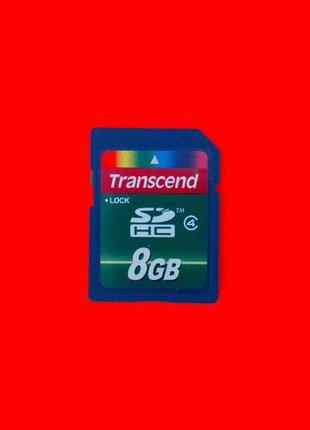Карта памяти флеш sd hc 8 gb 4 class transcend