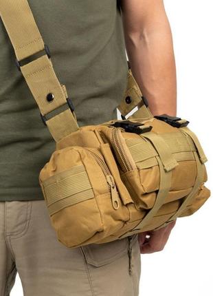 Сумка - подсумок тактическая поясная tactical военная, сумка нагрудная с ремнем на плечо 5 литров кордура2 фото