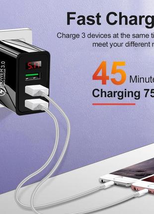 Зарядний пристрій quick charge — потрійний usb, led-дисплей