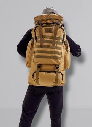 Армійський рюкзак тактичний 70 л водонепроникний туристичний рюкзак. колір: койот1 фото