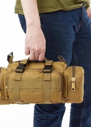 Сумка - подсумок тактическая поясная tactical военная, сумка нагрудная с ремнем на плечо 5 литров кордура8 фото