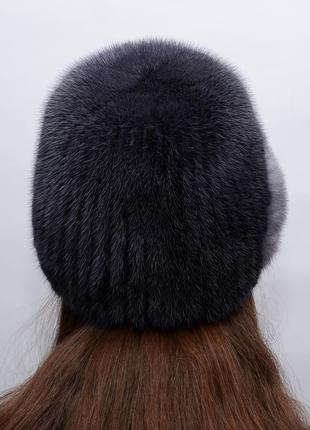 Женская шапка из вязаной норки4 фото