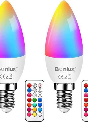 Bonlux e14 rgb цвет 3w разный цвет светодиодная лампа c35 e14 led красочный свет 12 цветов