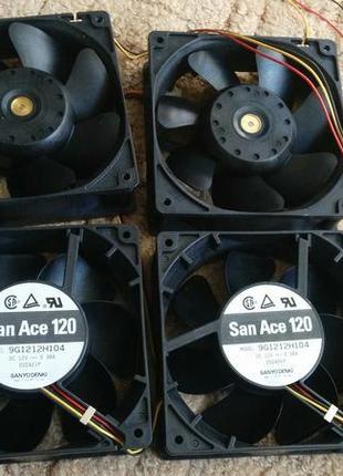 Вентилятори (кулери) 120х120х38 мм 12в 0.38а шарикопідшипник.