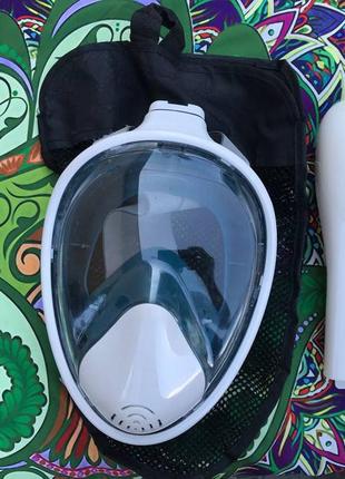 Повнолицьова маска для підводного плавання copozz темнозелена s/m2 фото