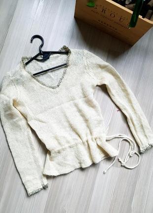 Дизайнерский тонкий шерстяной свитер паутинка кофта с люрексом нова1 фото