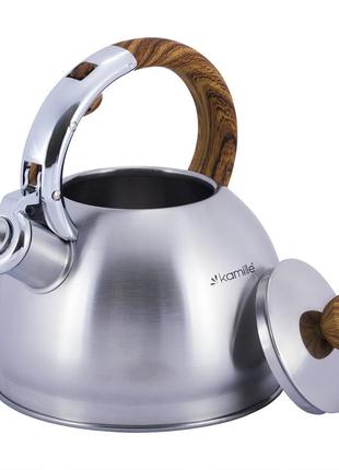 Чайник із неіржавкої сталі зі свистком 2 л kamille km-0694n3 фото