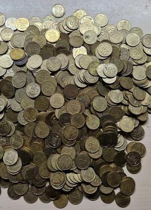 Монети 25 копійок з копілки не сортовані 2152 грами