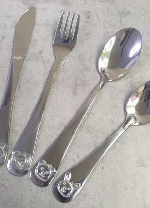 Набор детских столовых приборов 4 предмета из нержавеющей стали kamille km 5336