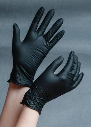Рукавички нітрилові текстуровані на пальцях чорні "sfm"100шт1 фото