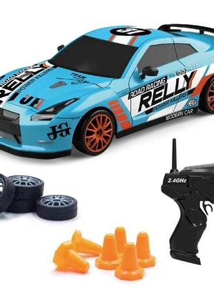 Радиоуправляемая дрифтовая машинка на аккумуляторе с led подсветкой rc race nissan gt-r 4wd 18.5 см