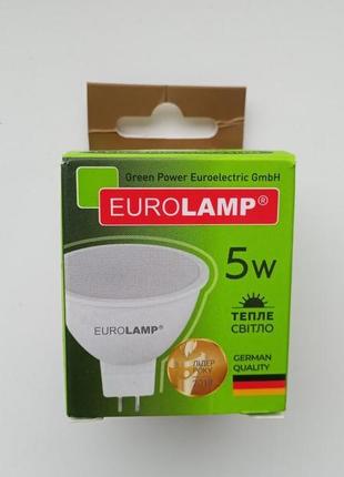 Світлодіодна лампа eurolamp 5w 3000k цоколь gu5.32 фото