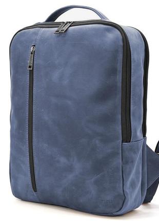 Шкіряний рюкзак синій tarwa rk-7287-3md кінська шкіра1 фото