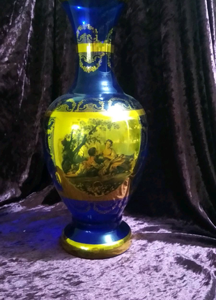 Велика ваза синє скло1 фото