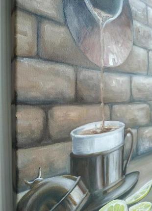 Картина "caffe roмano" в інтер'єр. олією на полотні3 фото