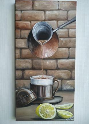 Картина "caffe roмano" в інтер'єр. олією на полотні8 фото