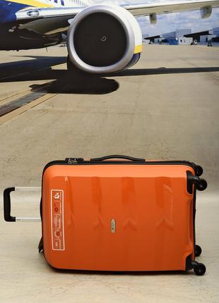 Антиударный чемодан из полипропилена пластиковый большой airtex 229 orange6 фото