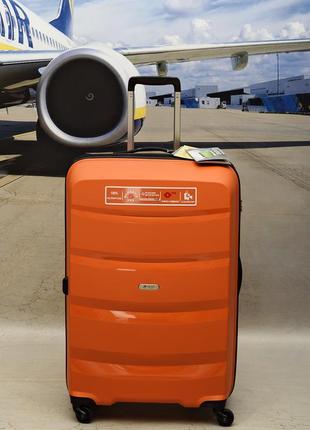 Антиударный чемодан из полипропилена пластиковый большой airtex 229 orange10 фото